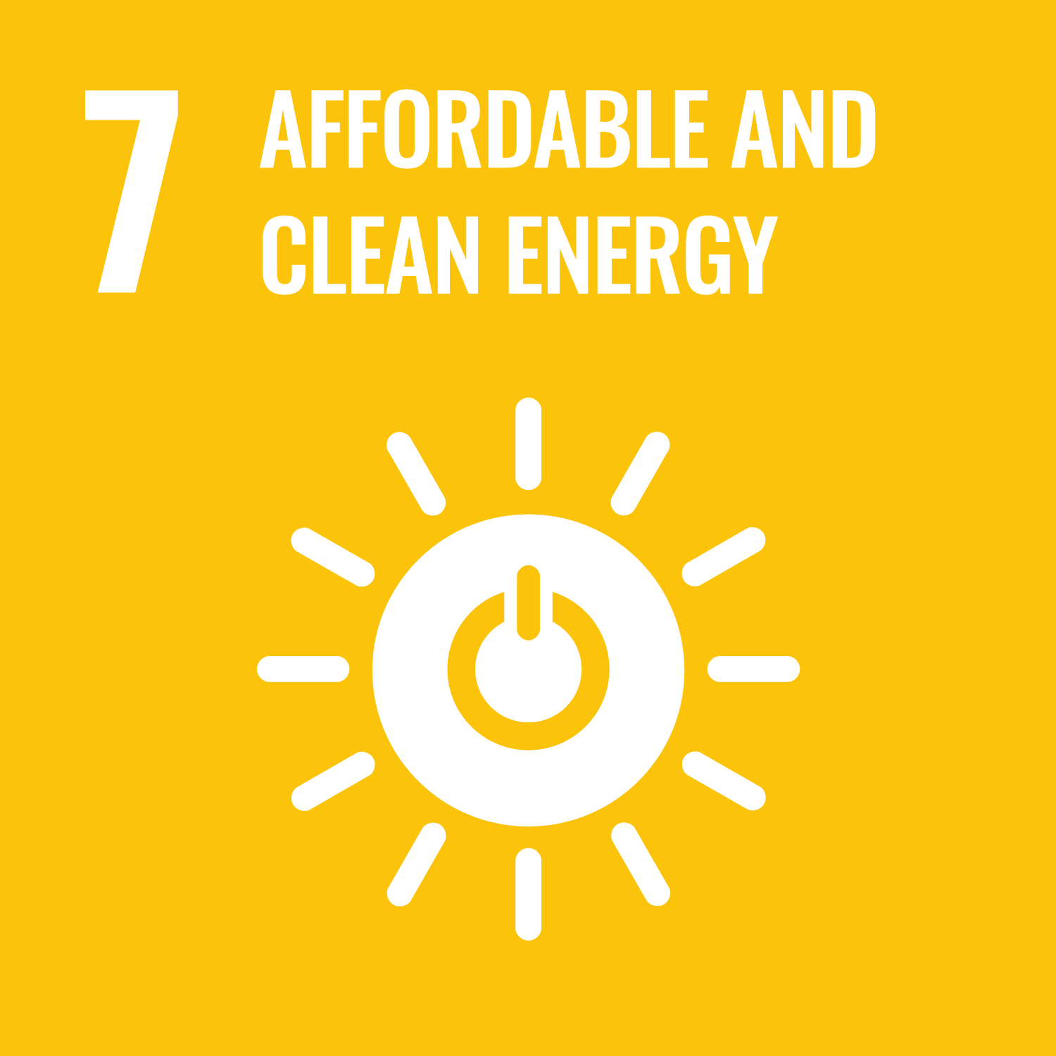 Icoon van SDG 7: een zon met stralen, symbool voor betaalbare en schone energie