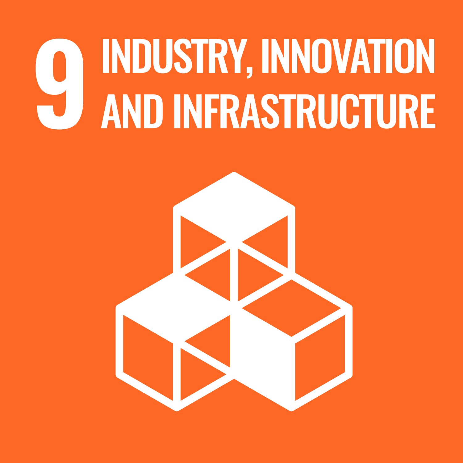Icoon van SDG 9: een gestileerde infrastructuurconstructie, symbool voor innovatie en duurzame ontwikkeling