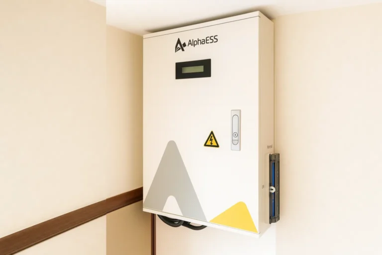 AlphaESS home battery inverter on the wall